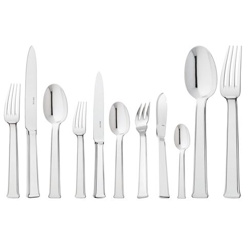 Ensemble de couverts 110 pi&egrave;ces en trousse anti-oxydante, Manche Orf&egrave;vre